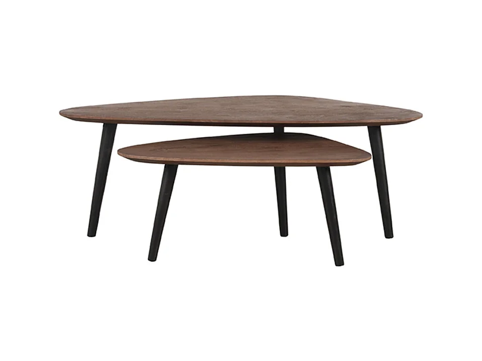 Table basse Rock 110x64x39 cm - Espresso - Bois de manguier - Lot de 2