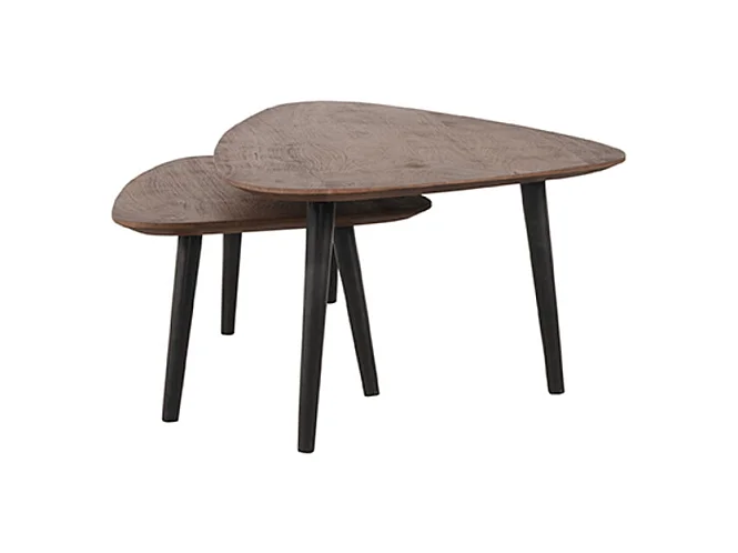 Table basse Rock 110x64x39 cm - Espresso - Bois de manguier - Lot de 2