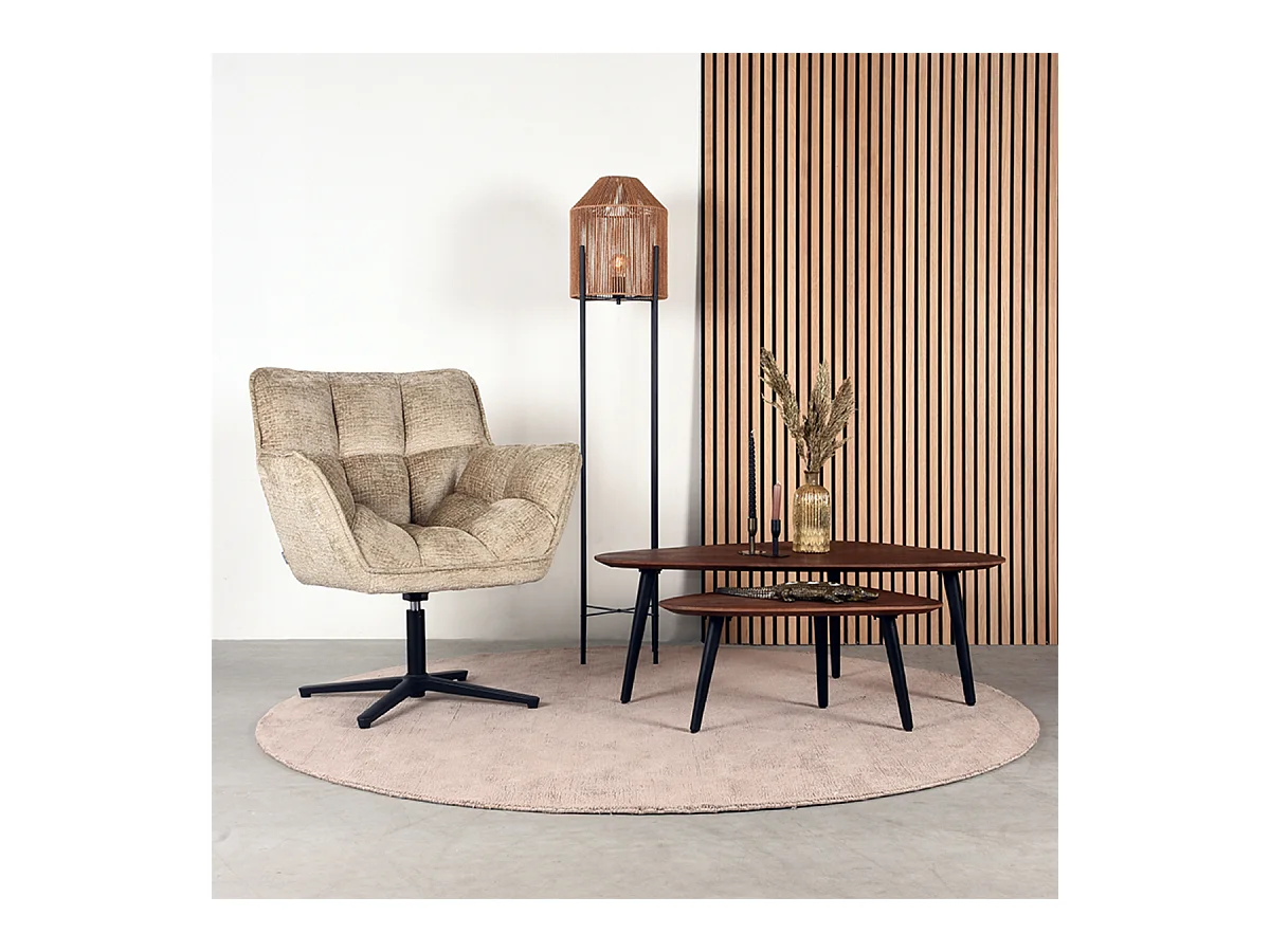 Table basse Rock 110x64x39 cm - Espresso - Bois de manguier - Lot de 2