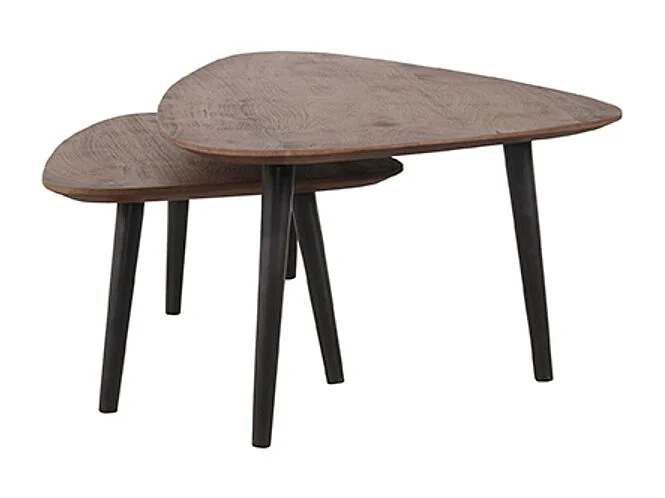 Table basse Rock 110x64x39 cm - Espresso - Bois de manguier - Lot de 2