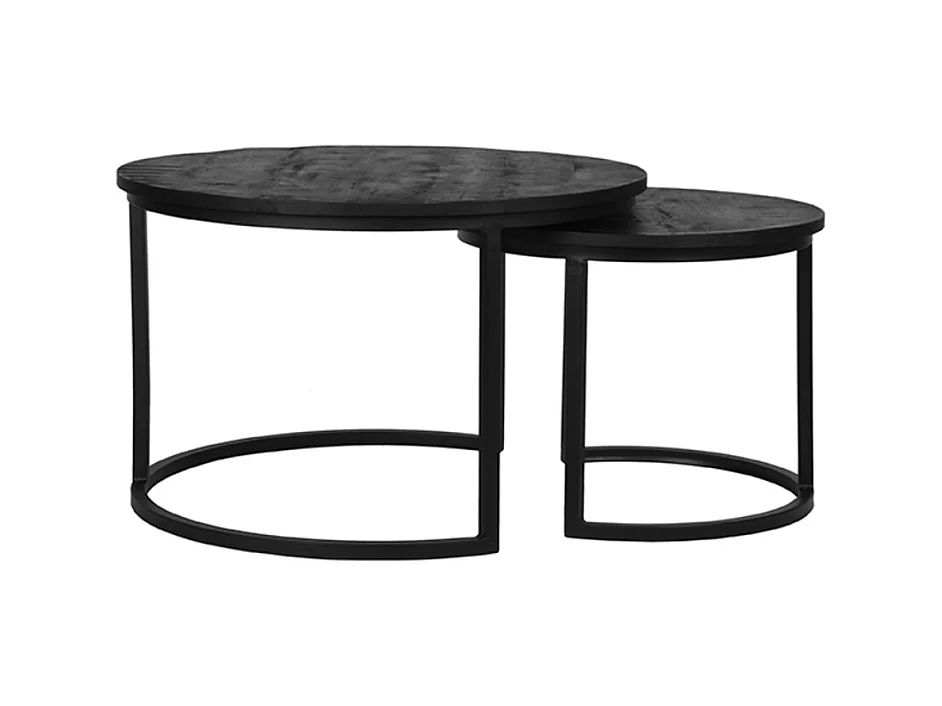 Table basse Double - Noire - Bois de manguier