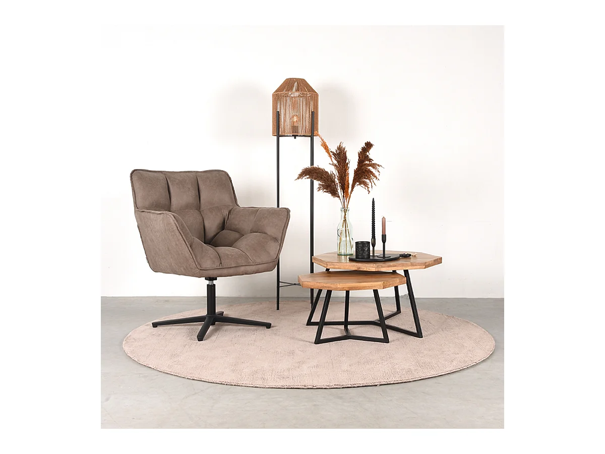 Couchtisch Figure 70x70x40 cm - Rau - Mangoholz - 2er Set