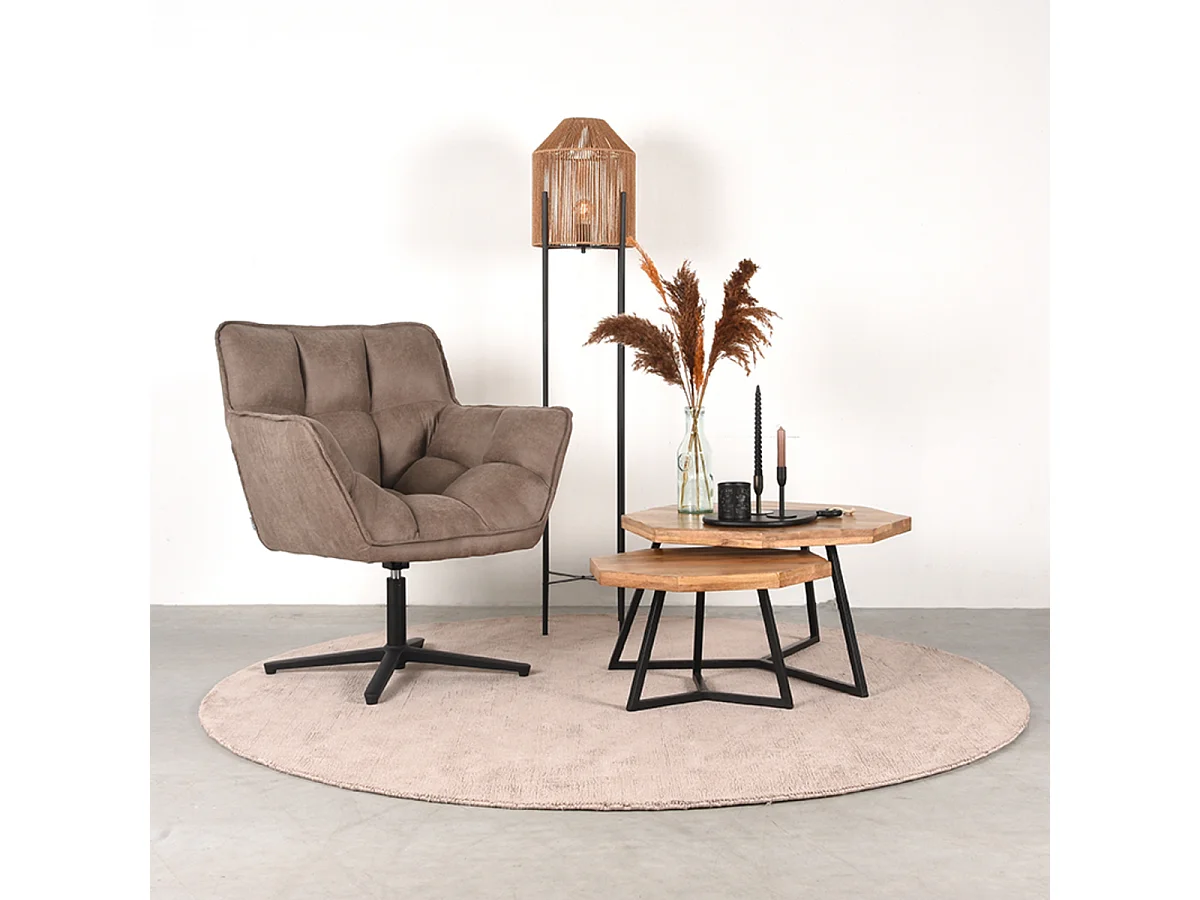 Table basse Figure 70x70x40 cm - Brut - Bois de manguier - Lot de 2