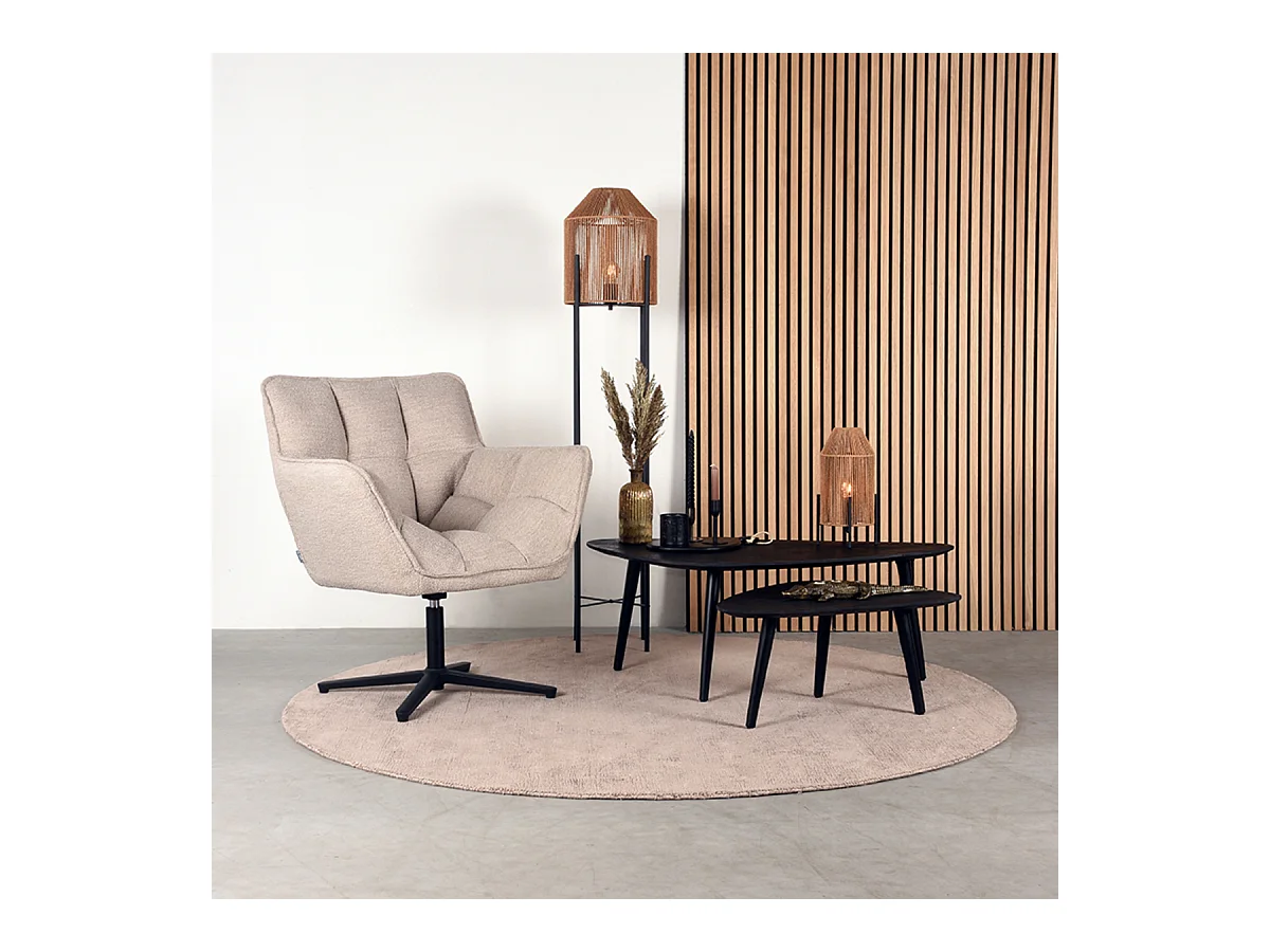 Table basse Rock 110x64x39 cm - Noir - Bois de manguier - Lot de 2