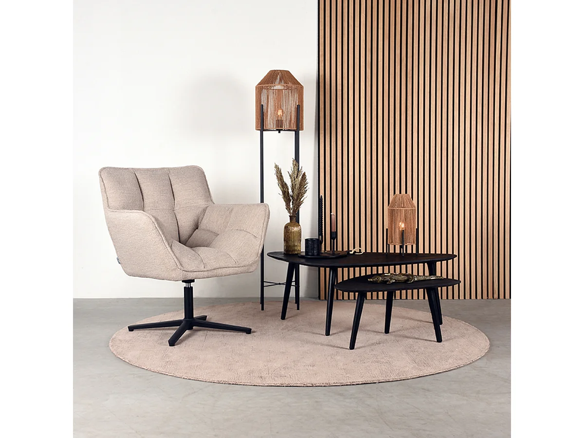 Table basse Rock 110x64x39 cm - Noir - Bois de manguier - Lot de 2