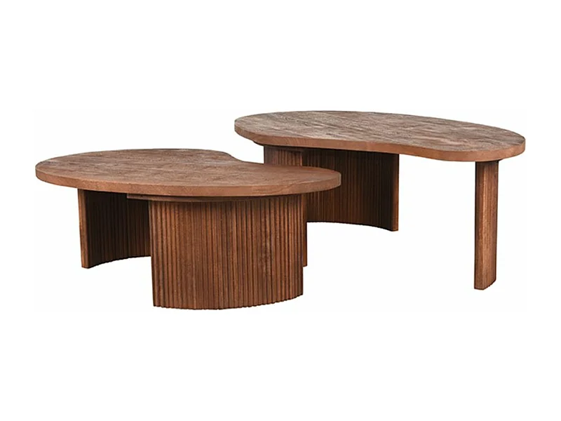 Table basse Timon 100x58x40 cm - Espresso - Bois de manguier - Lot de 2