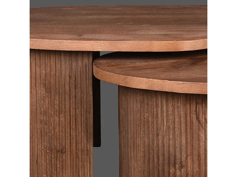 Table basse Timon 100x58x40 cm - Espresso - Bois de manguier - Lot de 2