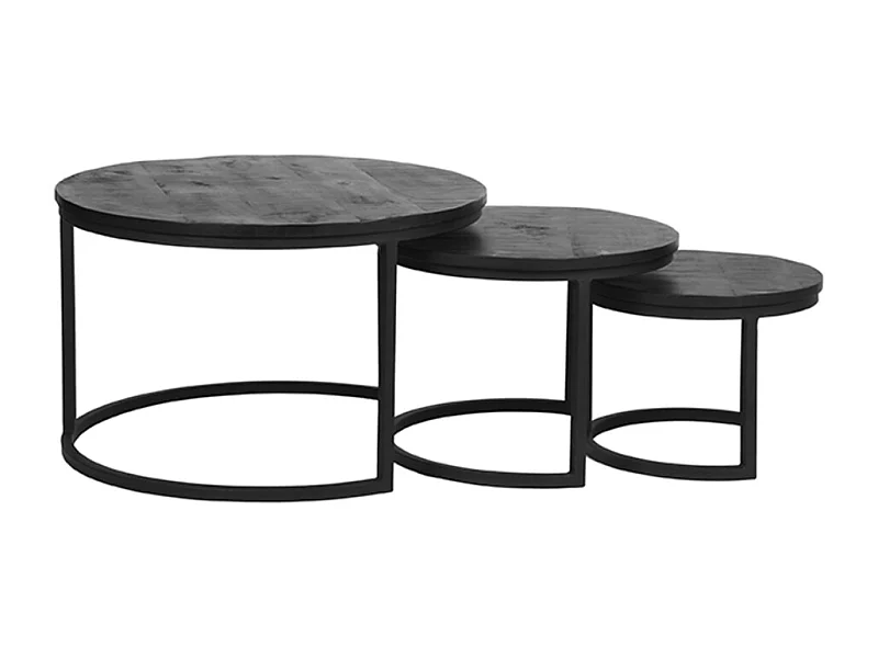 Triplet Couchtisch - Schwarz - Mangoholz