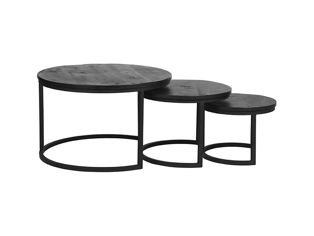 Table basse Triplet - Noir - Bois de manguier