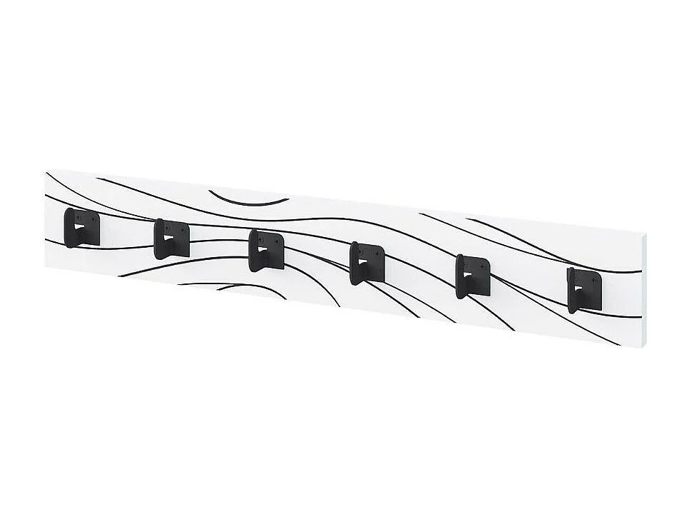 Appendiabiti a muro Flow con 6 ganci bianchi e dettagli neri 63x1.8x9.8H