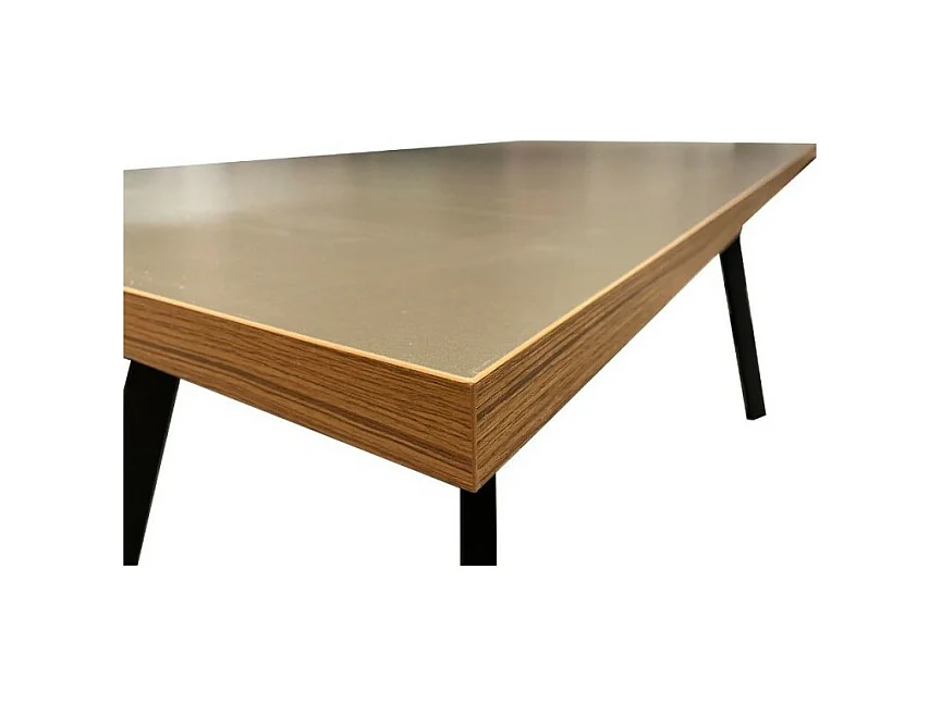 Tavolo fisso Marburg 160x80x74H con Piano Cacao e bordo legno e struttura in acciaio antracite