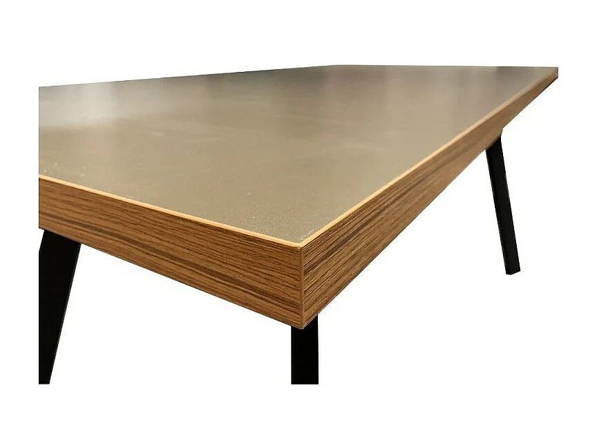 Tavolo fisso Marburg 160x80x74H con piano cacao e bordo legno e struttura in acciaio antracite