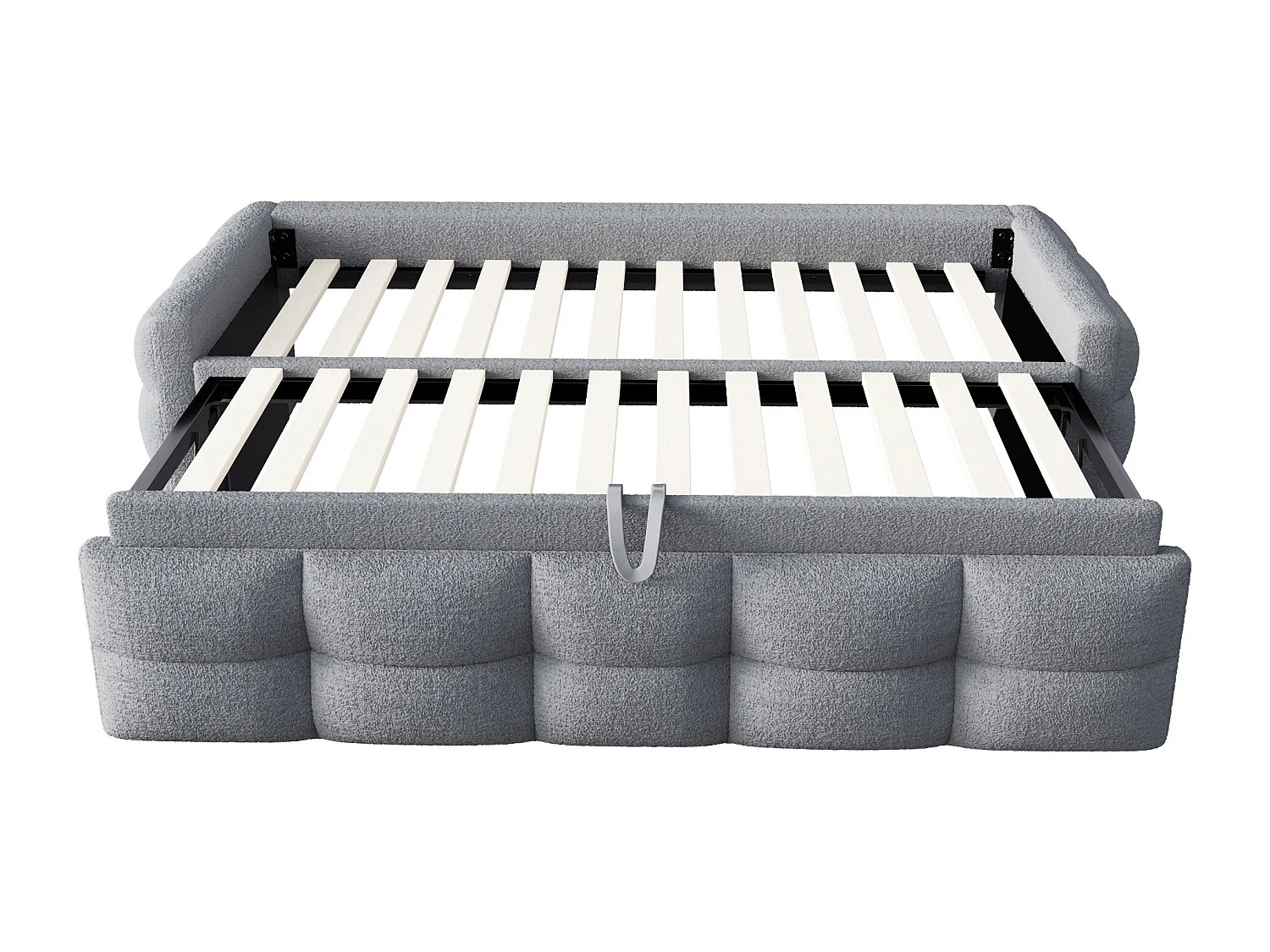 Lit banquette 90/180x190cm gris en tissu Teddy, en forme de nuage, lit enfant/adulte, sans matelas