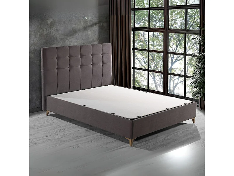 Letto matrimoniale contenitore tessuto grigio scuro Clup Monaco
