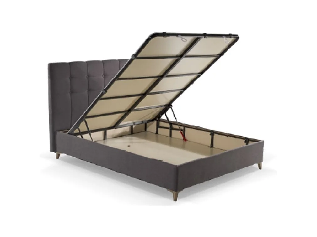 Letto matrimoniale contenitore tessuto grigio scuro Clup Monaco