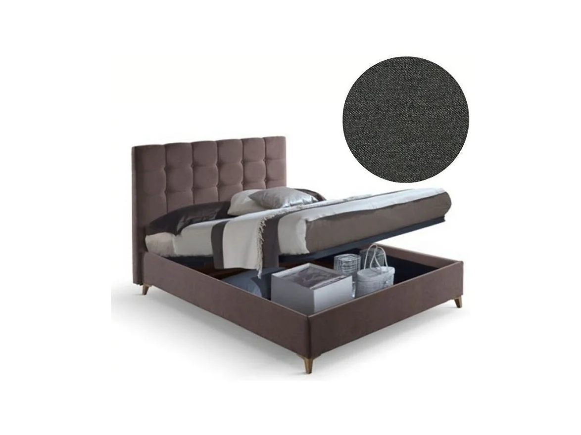 Letto matrimoniale contenitore tessuto grigio scuro Clup Monaco