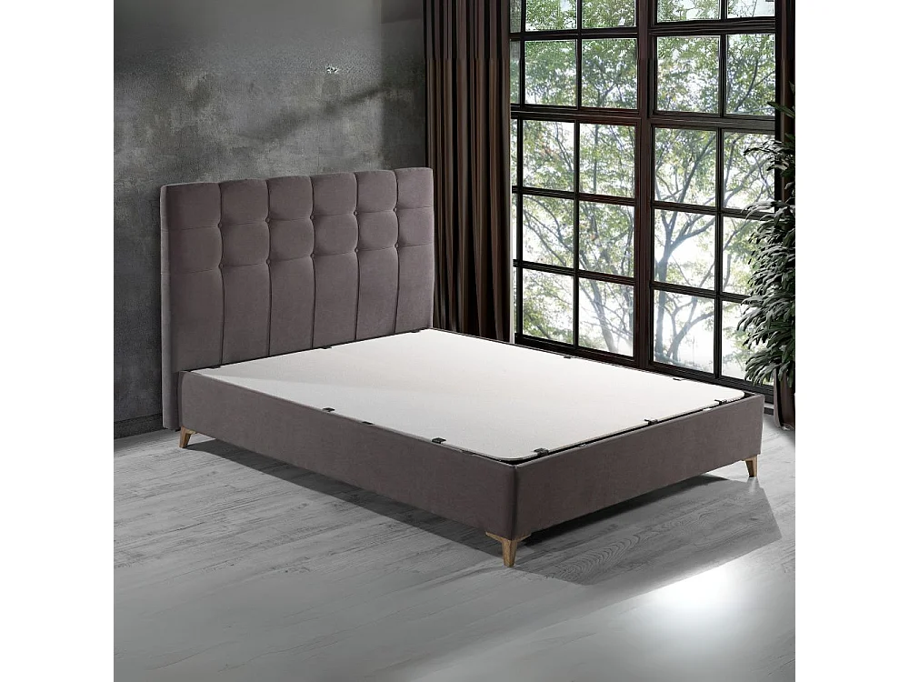 Letto matrimoniale contenitore tessuto grigio scuro Clup Monaco