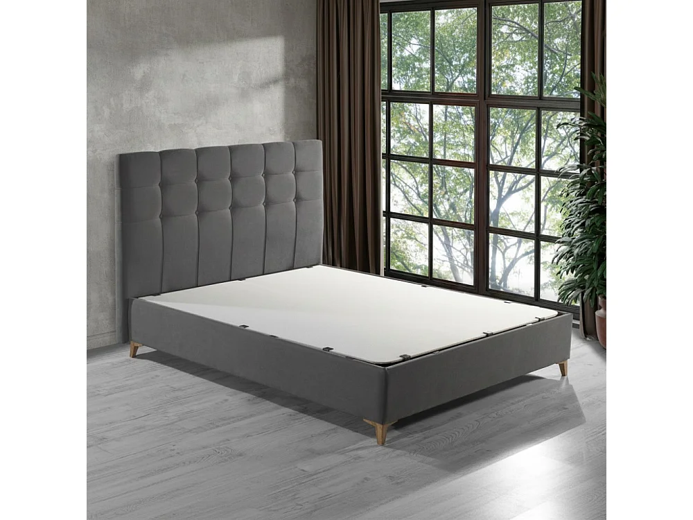 Letto matrimoniale contenitore tessuto grigio scuro Clup Monaco
