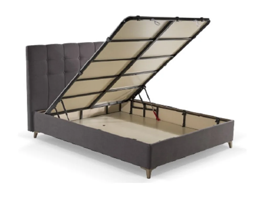 Letto matrimoniale contenitore tessuto grigio scuro Clup Monaco