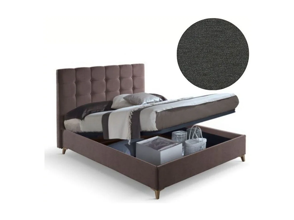 Letto matrimoniale contenitore tessuto grigio scuro Clup Monaco