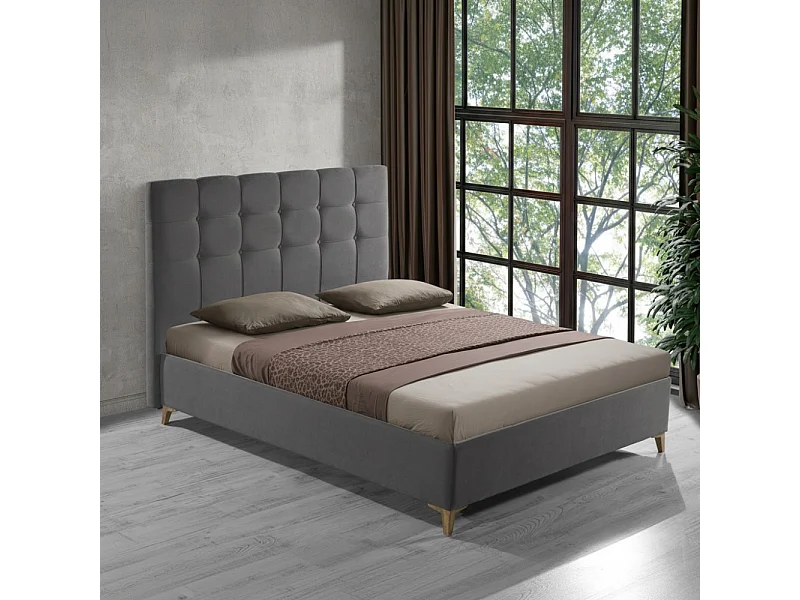 Letto matrimoniale contenitore tessuto grigio scuro Clup Monaco