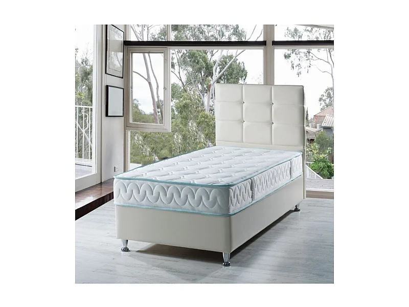 Letto singolo contenitore ecopelle bianco Nova 92x206x120H