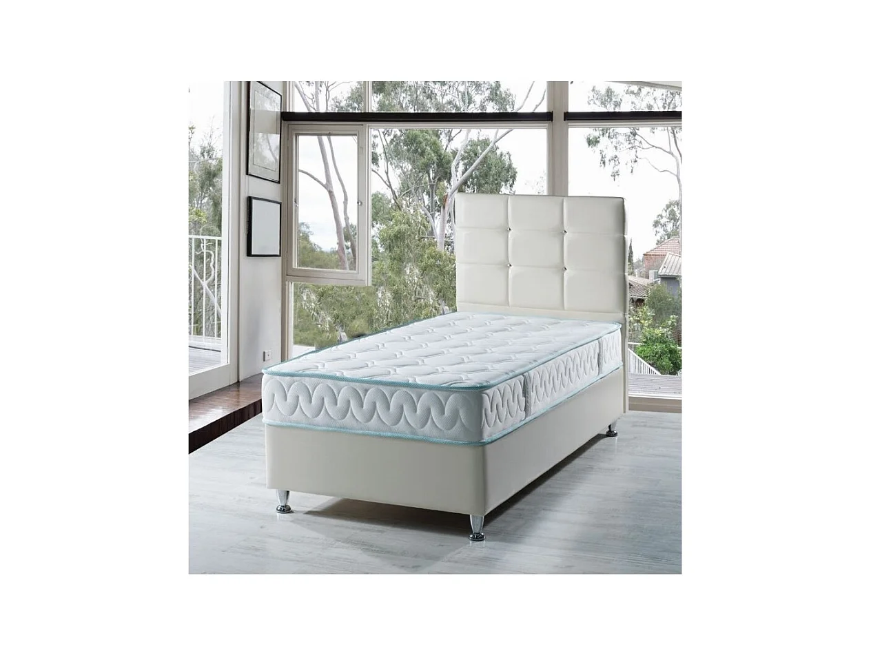 Letto singolo contenitore ecopelle bianco Nova 92x206x120H