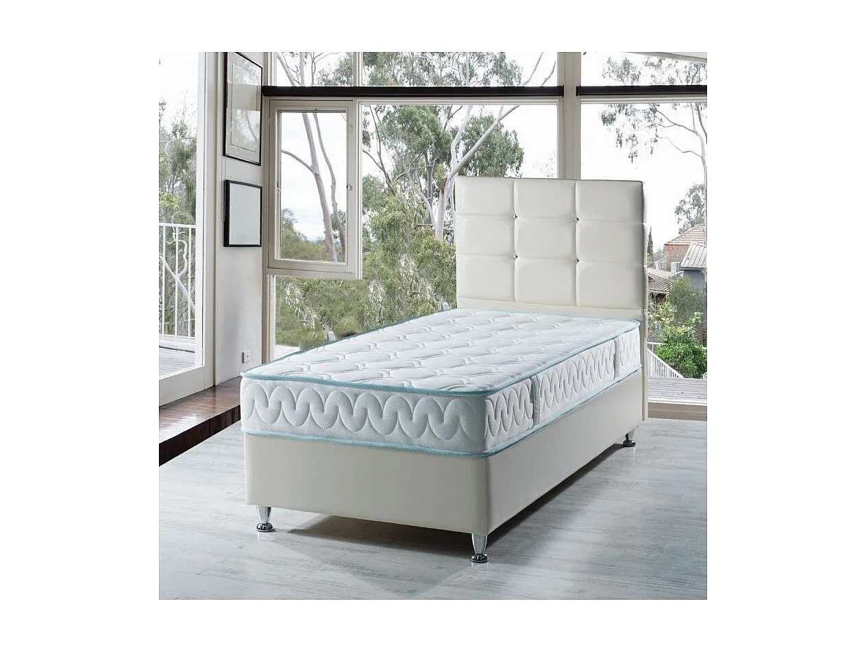 Letto singolo contenitore ecopelle bianco Nova 92x206x120H