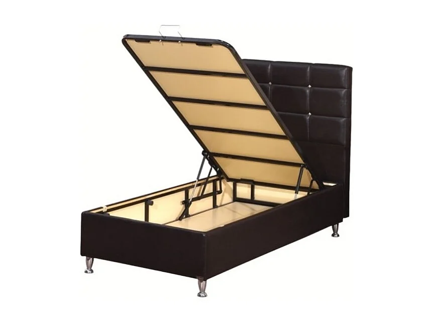 Letto singolo contenitore ecopelle bianco Nova 92x206x120H