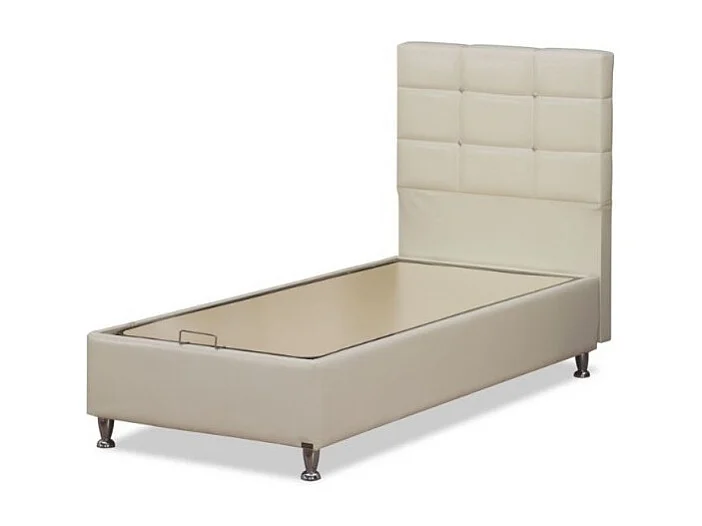 Letto singolo contenitore ecopelle bianco Nova 92x206x120H