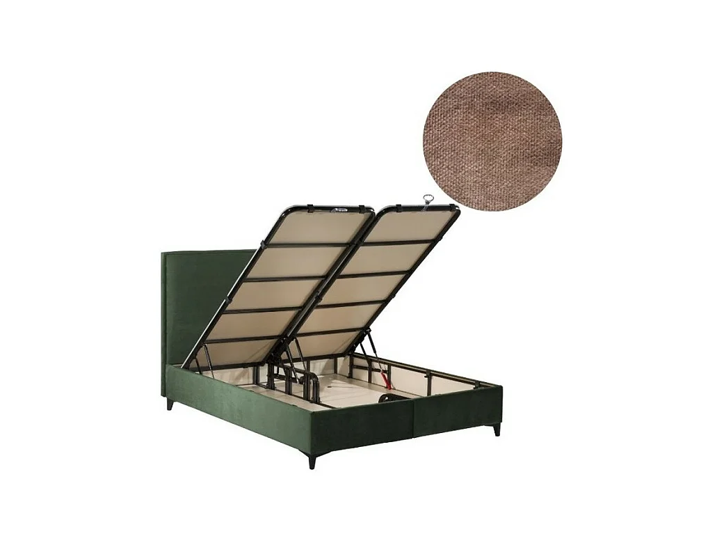 Letto matrimoniale contenitore in velluto tortora Frame – Eleganza e Funzionalità