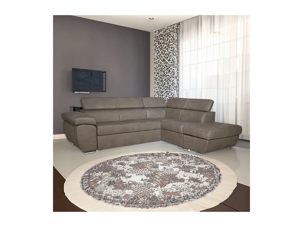 Divano angolare Fiona con penisola destra tessuto grigio elephant 260x200x76H