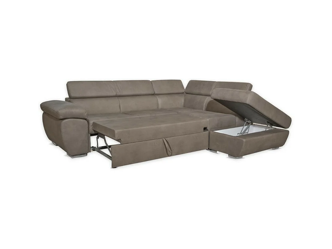 Divano angolare Fiona con penisola destra tessuto grigio elephant 260x200x76H