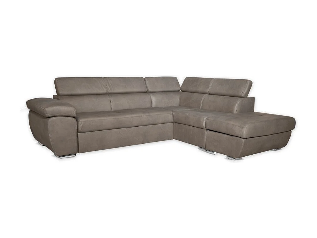 Divano angolare Fiona con penisola destra tessuto grigio elephant 260x200x76H