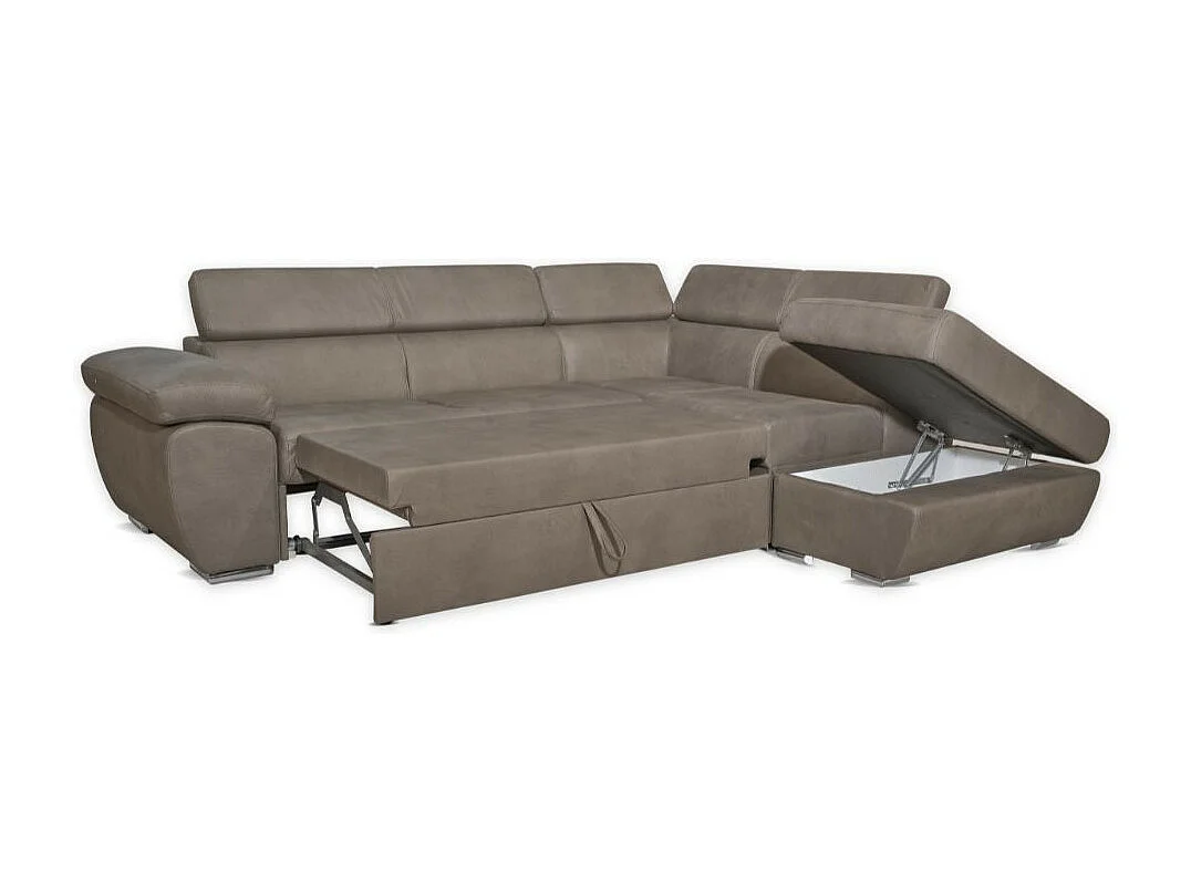 Divano angolare Fiona con penisola destra tessuto grigio elephant 260x200x76H