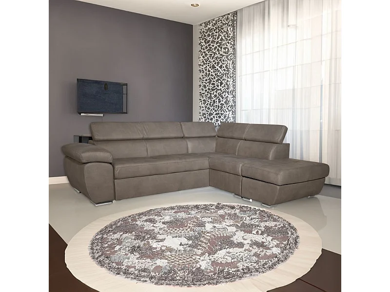 Divano angolare Fiona con penisola destra tessuto grigio elephant 260x200x76H