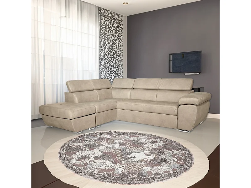 Divano angolare Fiona con penisola sinistra tessuto cappuccino barrel09