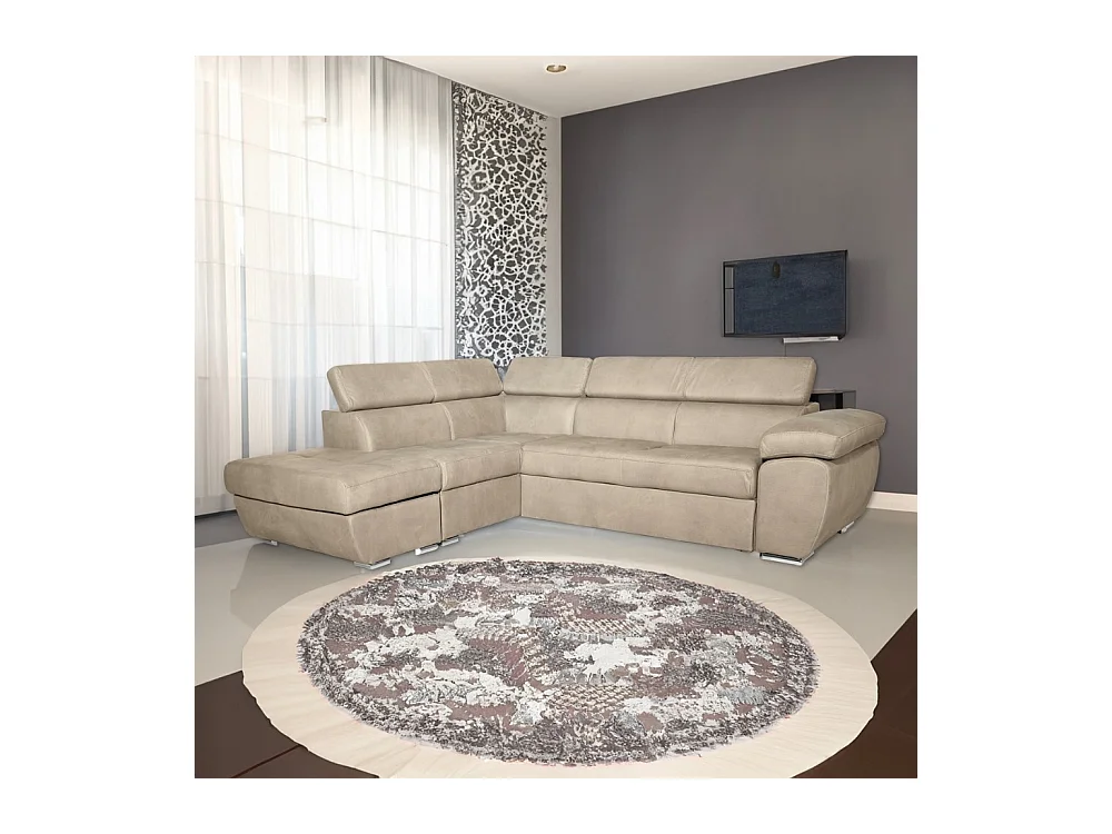 Divano angolare Fiona con penisola sinistra tessuto cappuccino barrel09