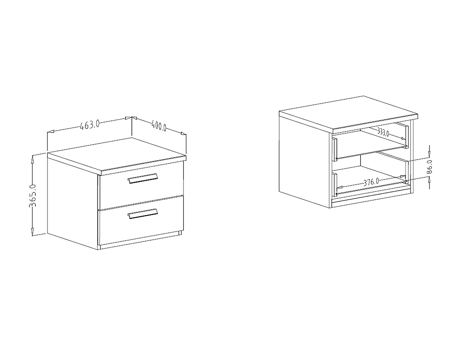 Nachtkastje met twee lades SIGMA