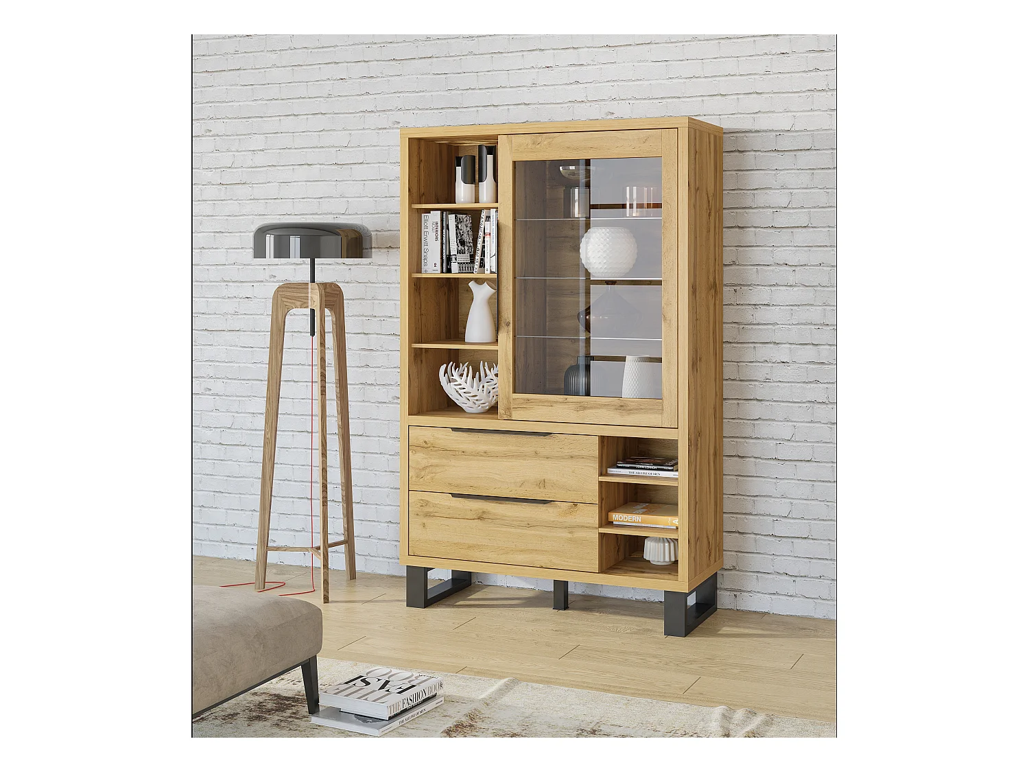 Vitrine à deux tiroirs HALLE