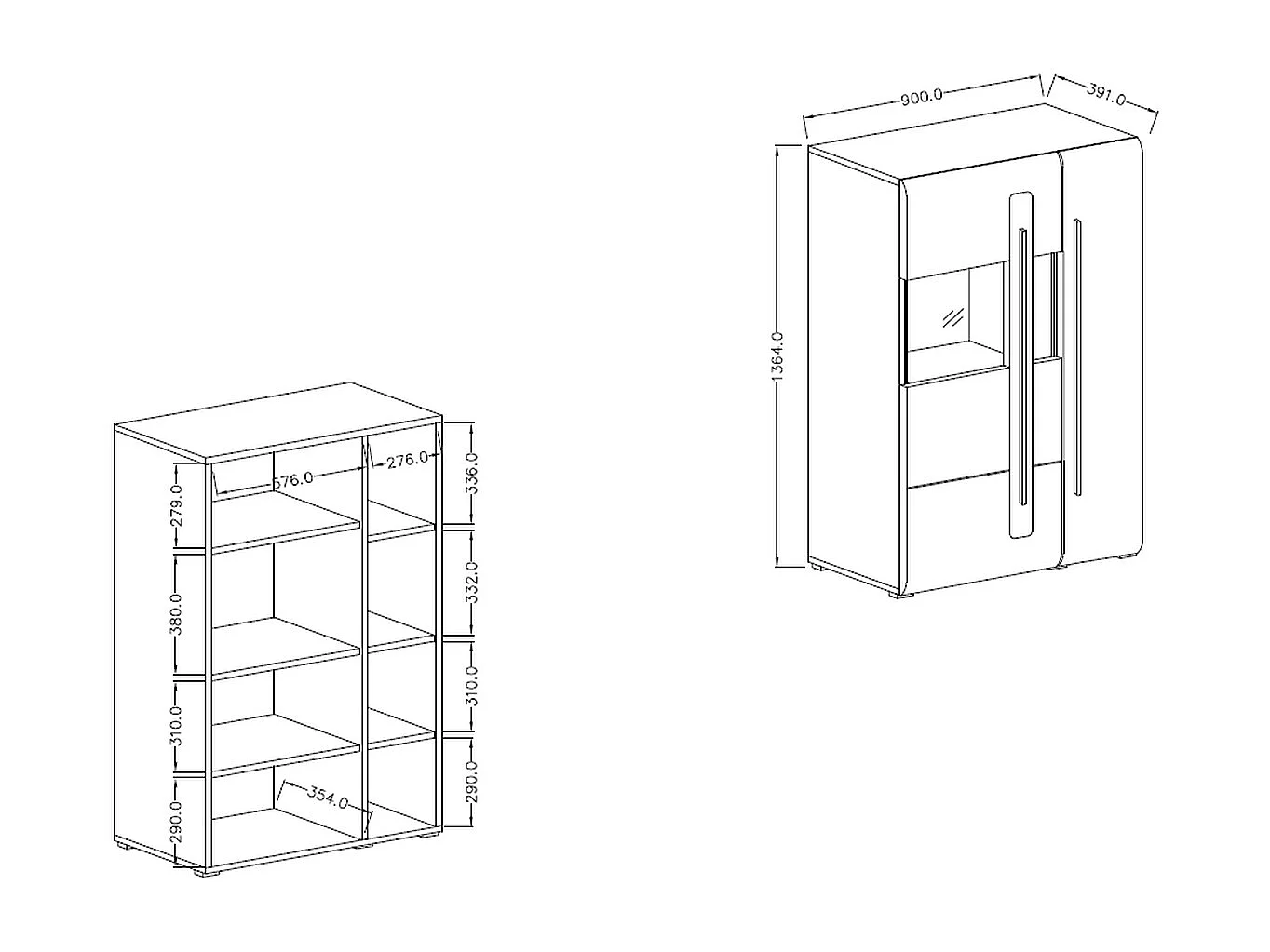 Commode à deux portes vitrées TULSA