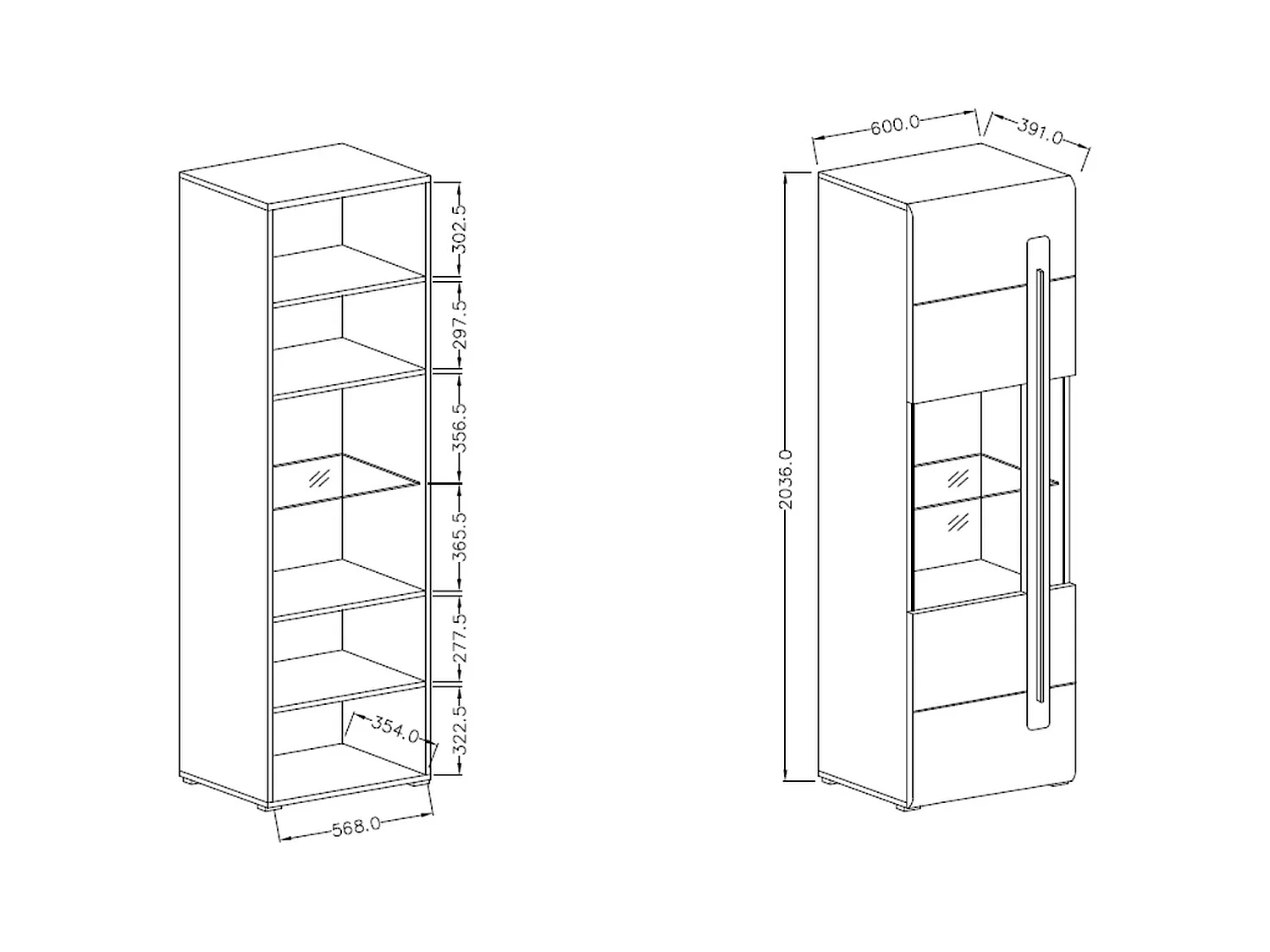 Vitrine avec une porte TULSA