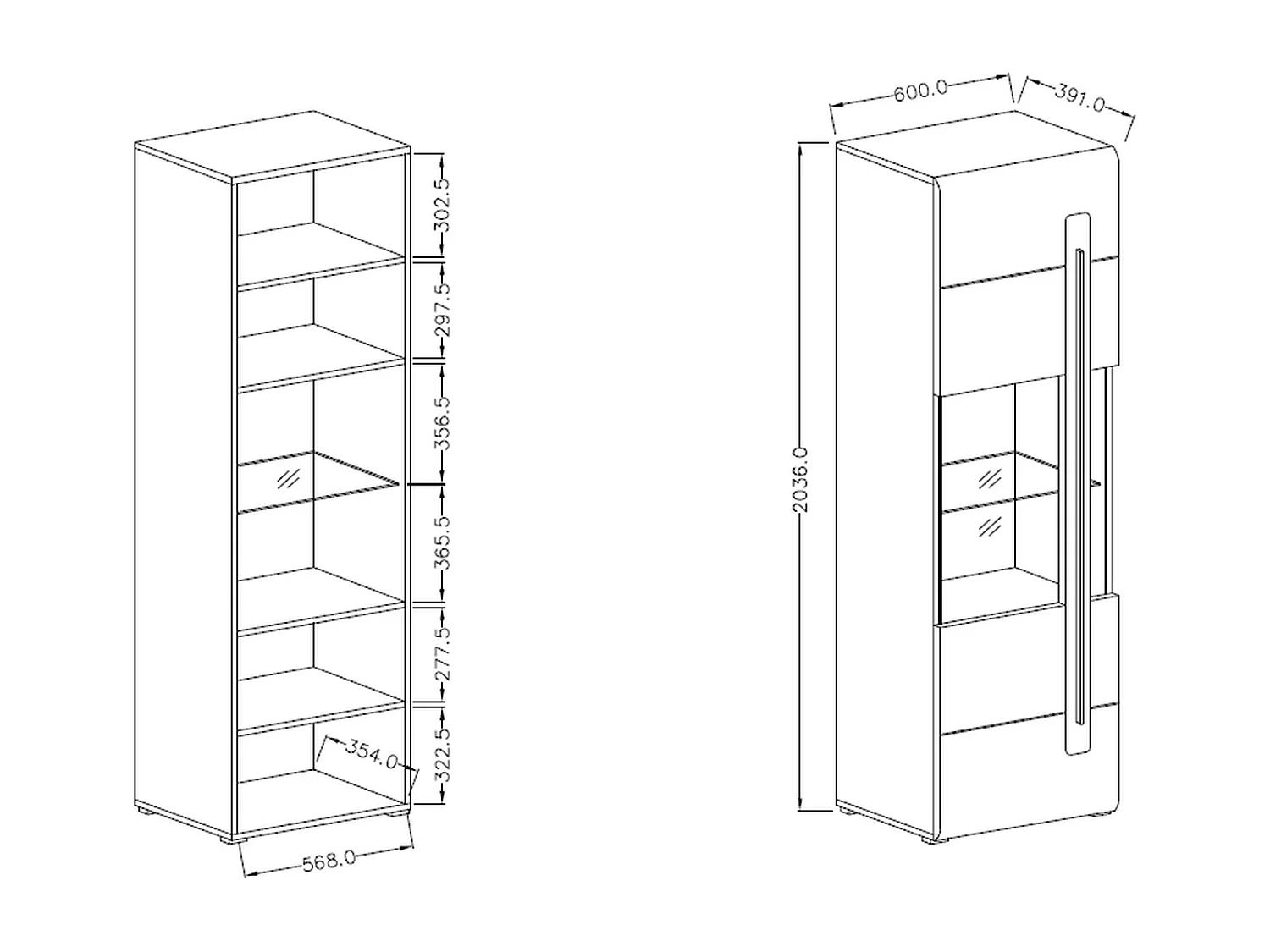 Vitrine avec une porte TULSA