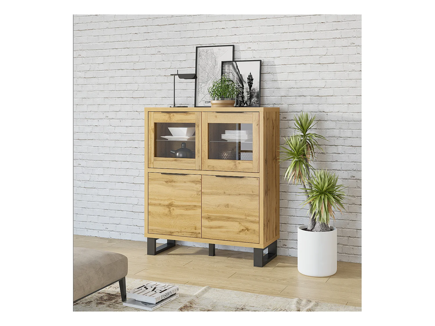 Commode à quatre portes vitrées HALLE