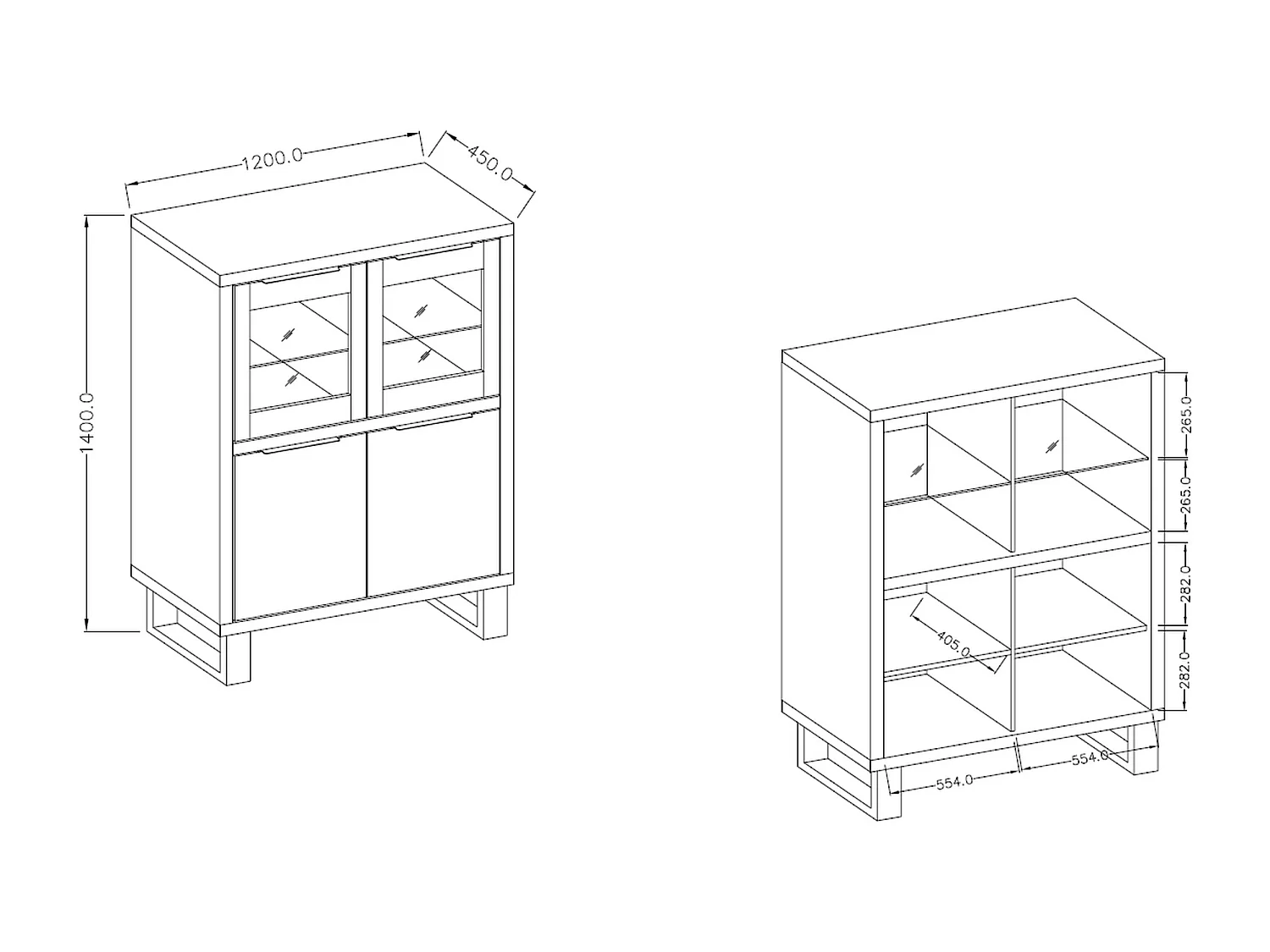 Commode à quatre portes vitrées HALLE