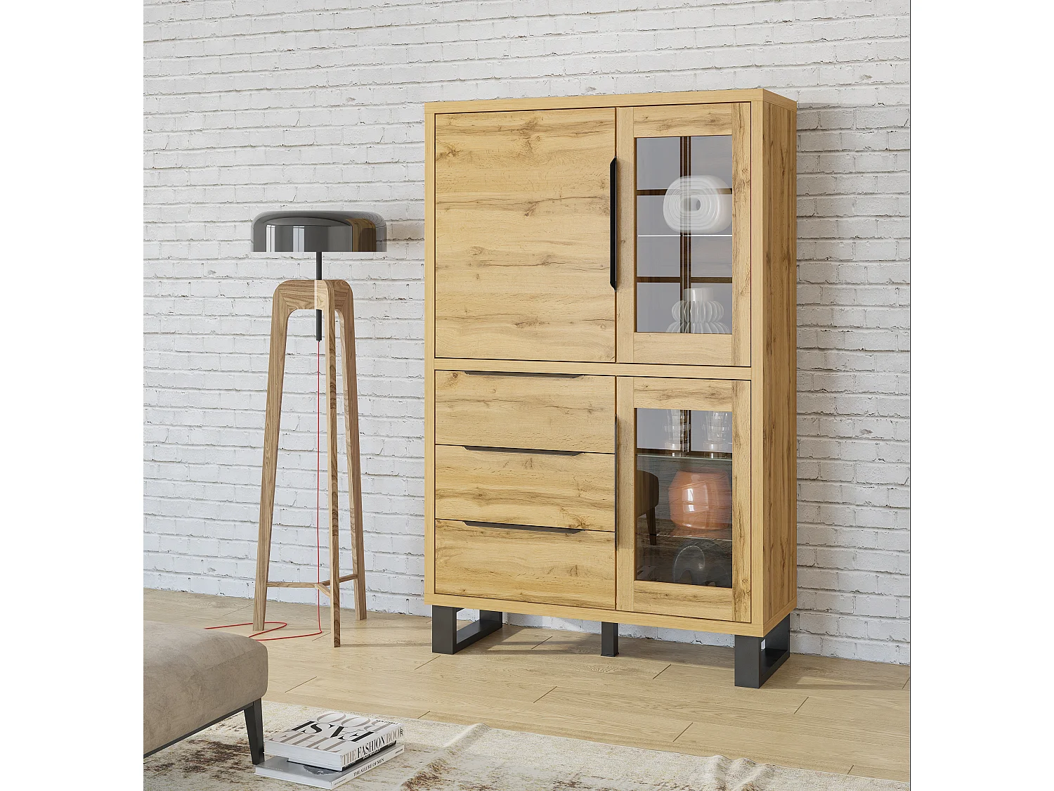 Vitrine à trois tiroirs HALLE