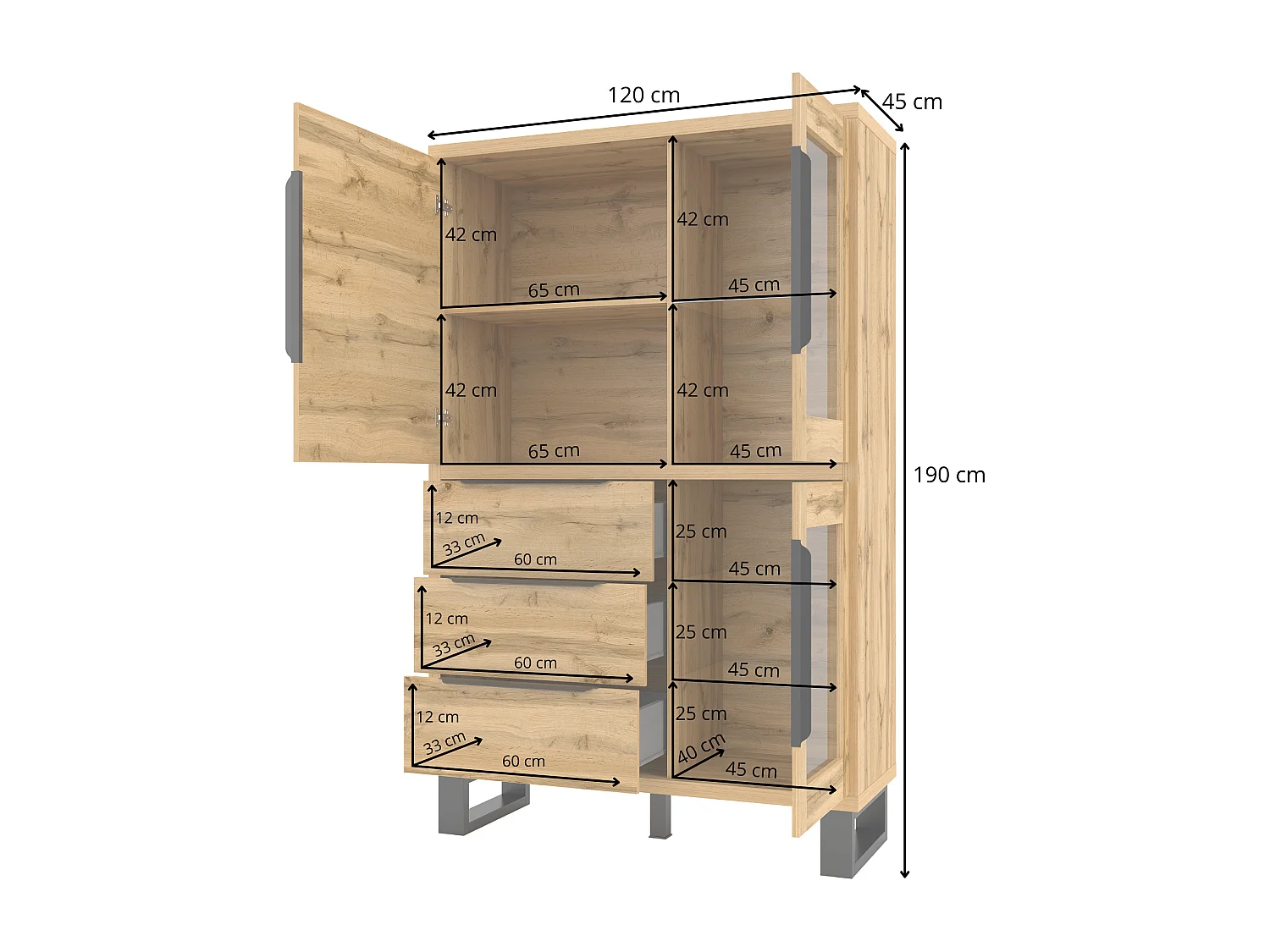 Vitrine met drie laden HALLE