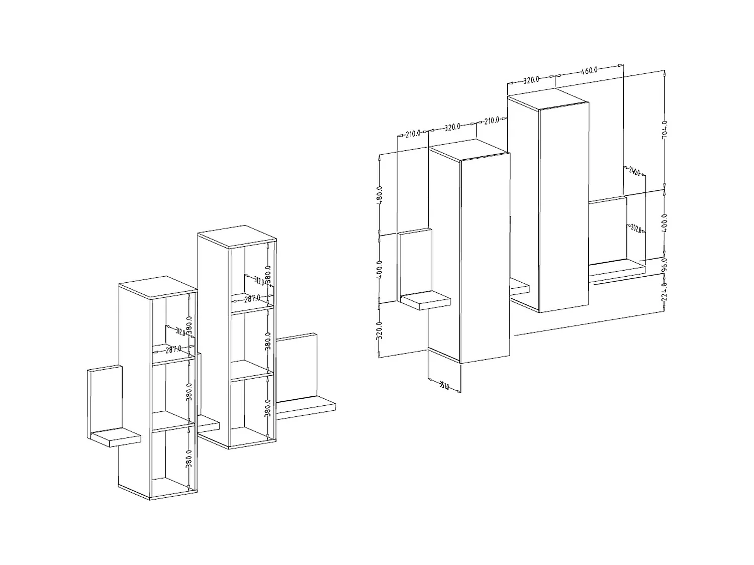 Vitrine suspendue avec deux portes BOTA