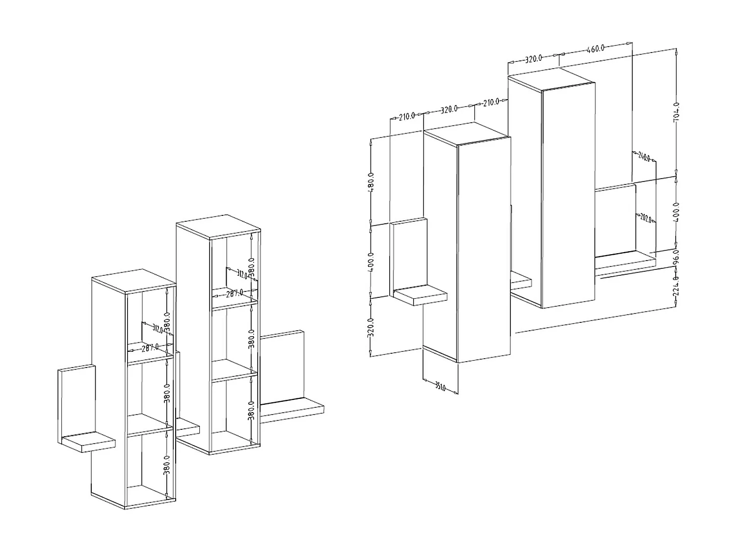 Wandkast met twee deuren BOTA