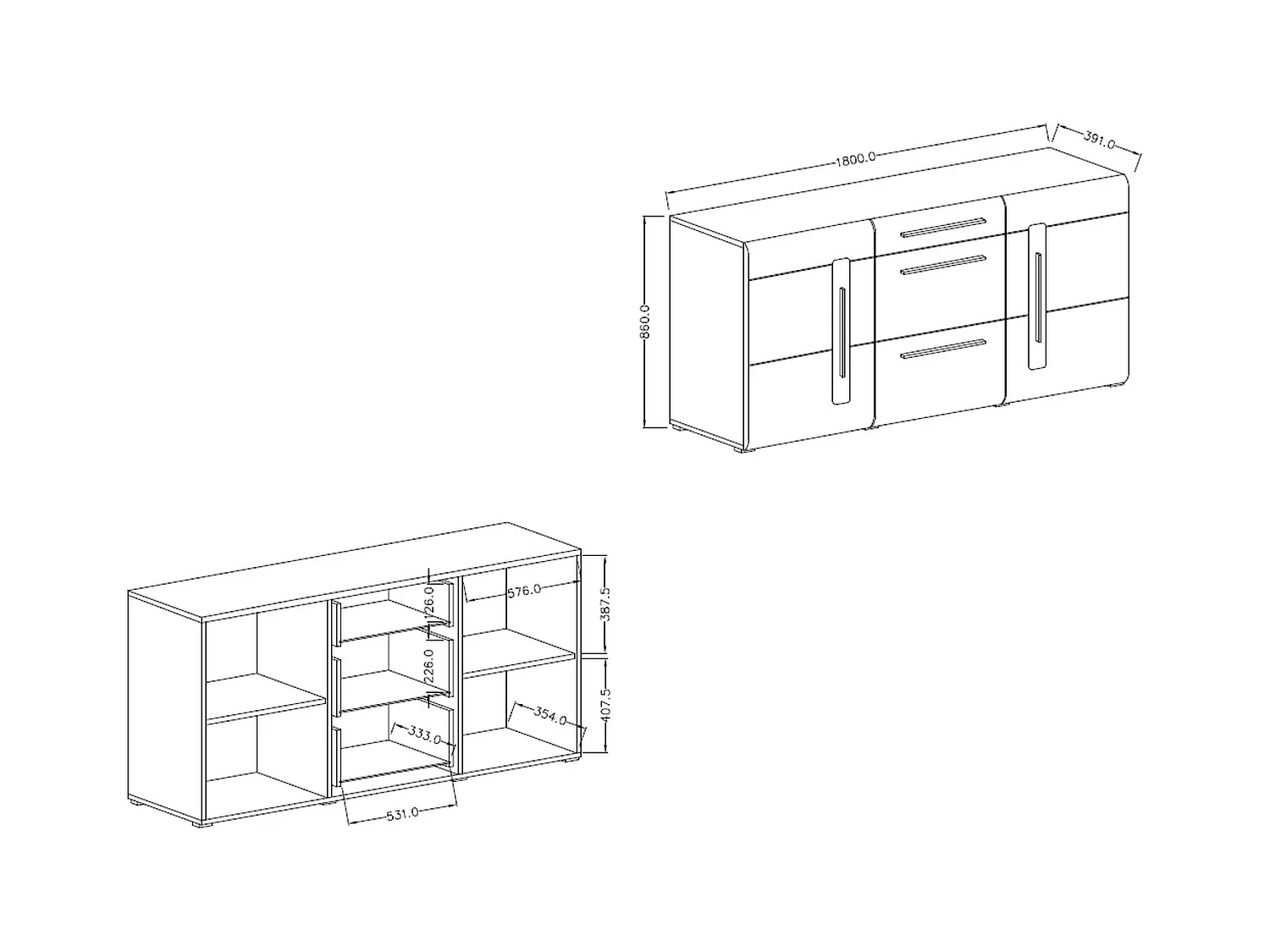 Commode à trois tiroirs TULSA